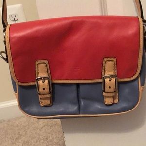 Blue and pink Coach crossbody bag